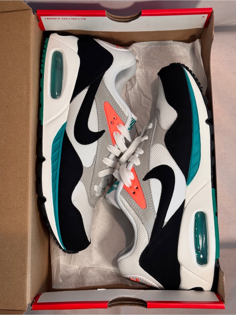 Nike Women’s Sneakers in White, Black, Gray, Teal & Coral - Picture 3 of 9